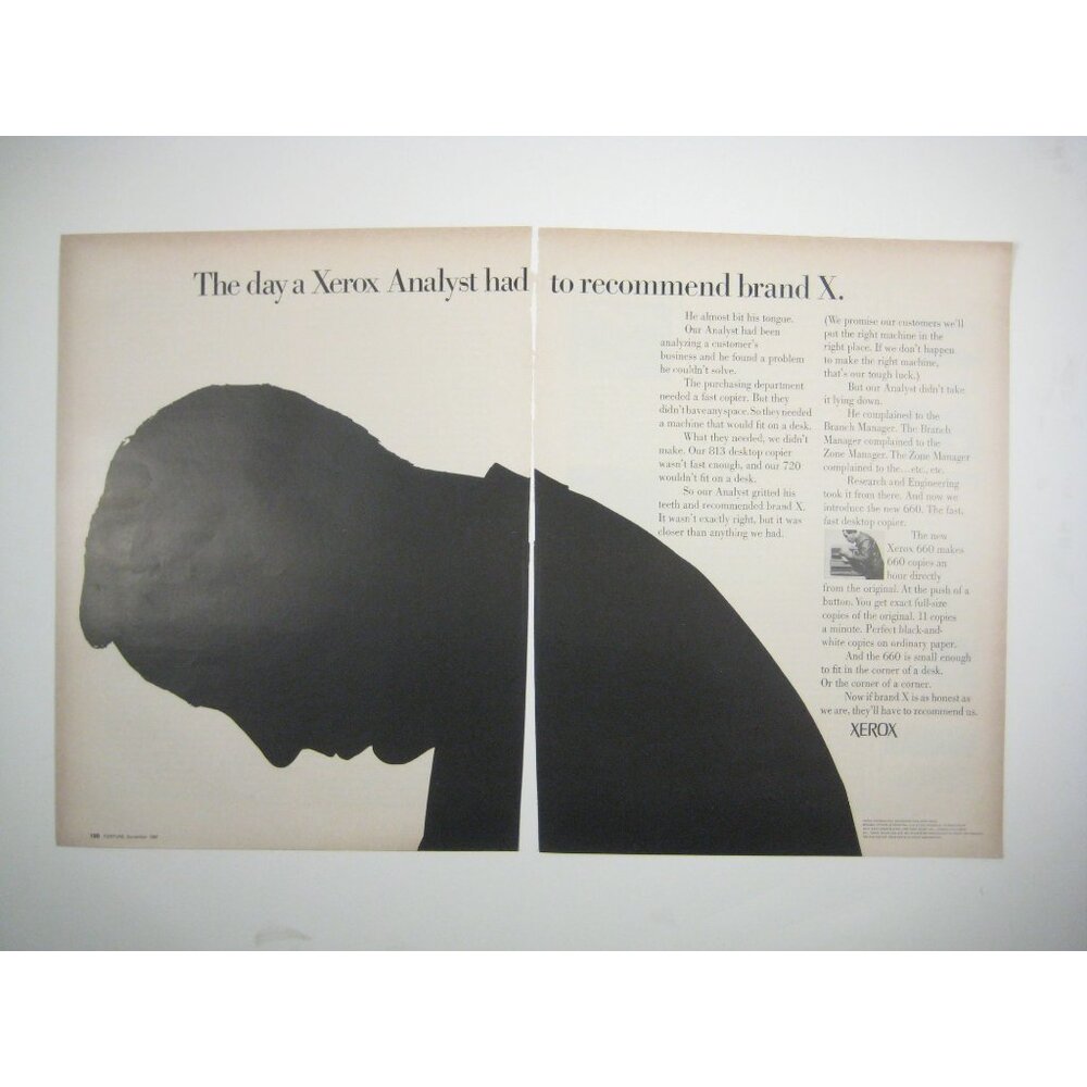 Vintage 1967 Xerox 660 Copier Advertisement Print 2 Page READ